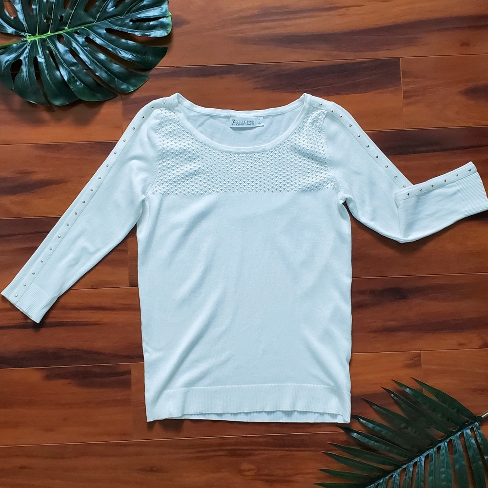 3/4 Sleeve White Top